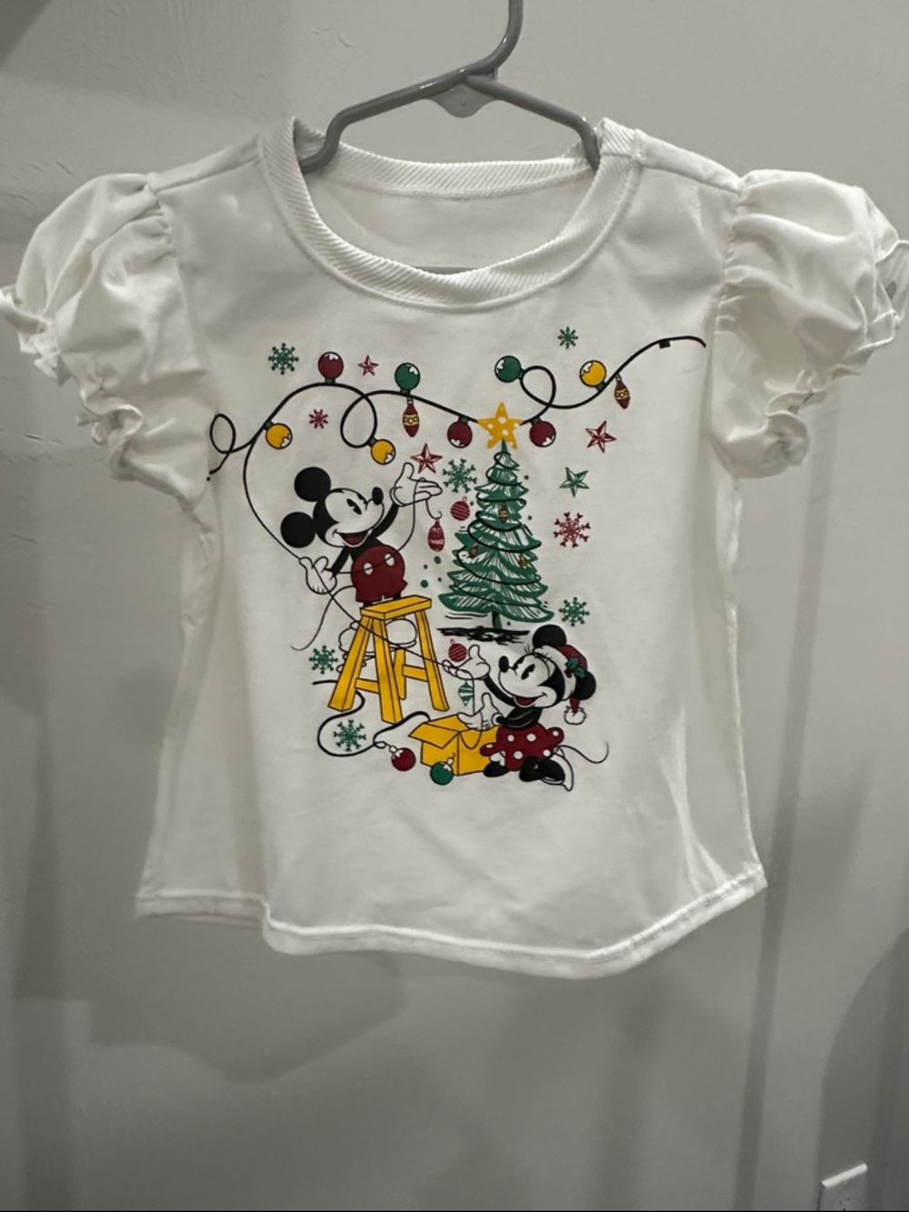 Disney White Mickey & Minnie Holiday Tree Tee